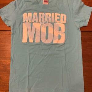 Married to the Mob Light Blue Tee with White Logo